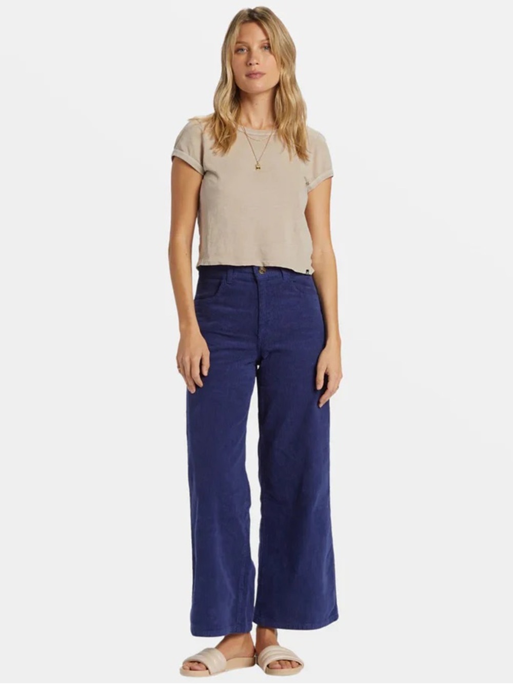 Billabong Woman’s Be Free Wide-Leg Corduroy Pants in Deep Navy Size 25